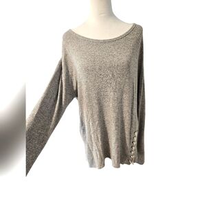 Simply Vera VeraWang long tunic pullover lightweight sweater with lace tie L